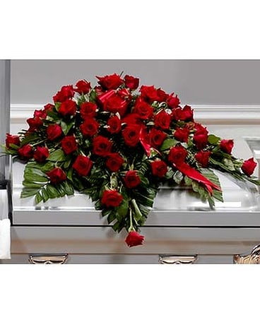 Exquisite Red Rose Casket Cover