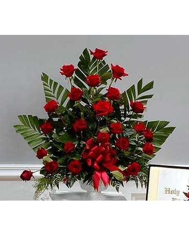 Red Rose Fan Shaped