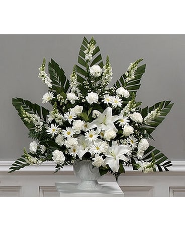 White Traditional Fan Shaped Arrangement