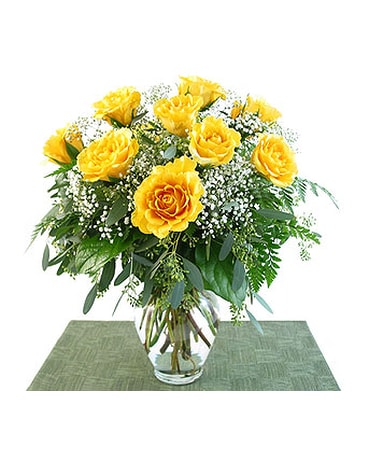 Deluxe Yellow Roses Vased
