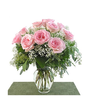 Deluxe Pink Roses Vased