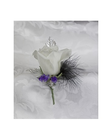 White Sweetheart Rose Boutonniere Flower Arrangement