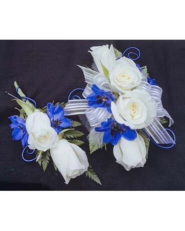 Blue Skies-Corsage & Boutonnier Flower Arrangement