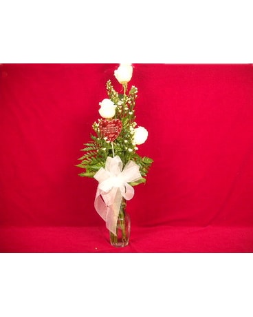 A trio of white roses Valentine style!