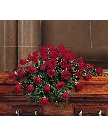 Blooming Red Roses Casket Spray