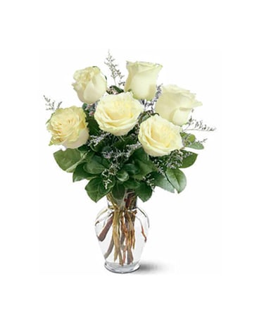 Half Dozen White Roses