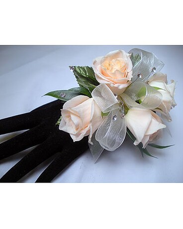 champagne wrist corsage