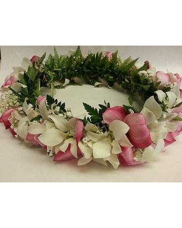 Orchid with Pink Plumeria Haku Head Lei