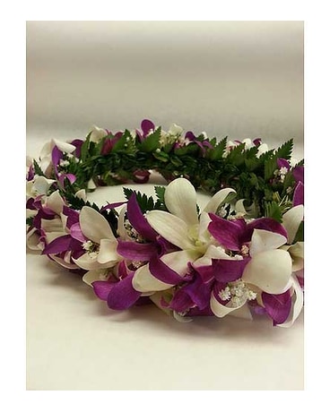 Orchid Haku Head Lei in White and Purple