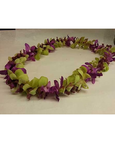 Single Green and Purple Orchid Lei
