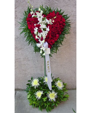 Rose Standing Heart with Dendrodium Orchids