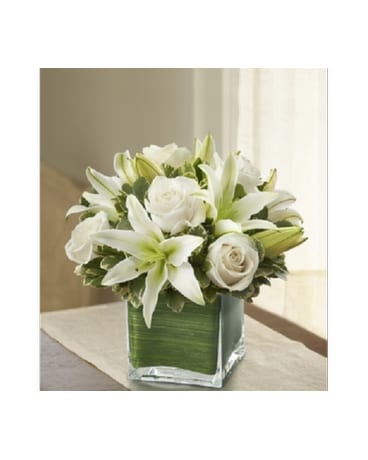 Modern Embrace™ White Rose and Lily Cube