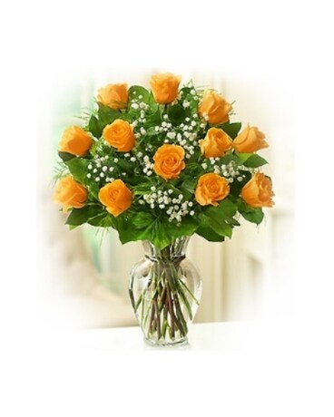 Elegance (Orange) Long Stem Roses Flower Arrangement