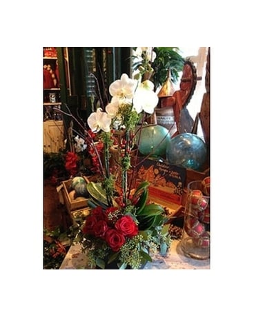 Orchids and Roses Flower Arrangement