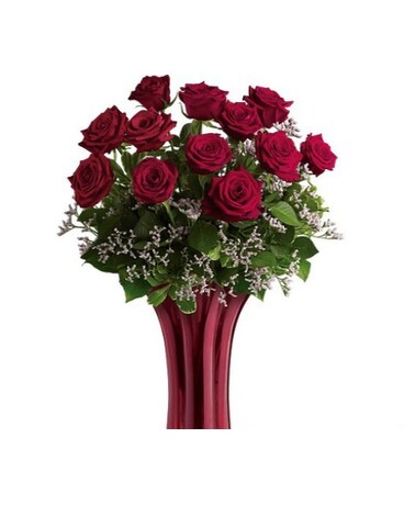 Red Roses in a Red Vase