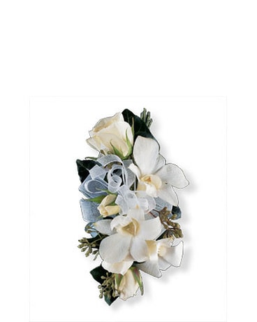 White Rose and Orchid Corsage