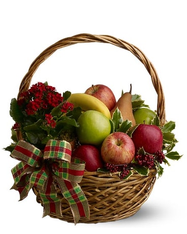 Holiday Fruit Basket Flower Arrangement