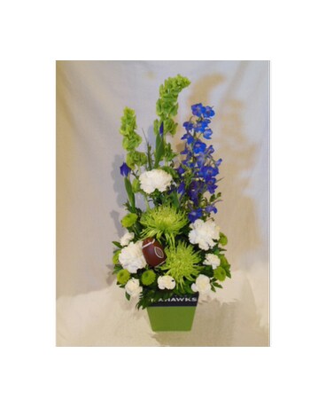 Seattle Seahawks Arrangement  Table decorations, Arrangement, Flowers