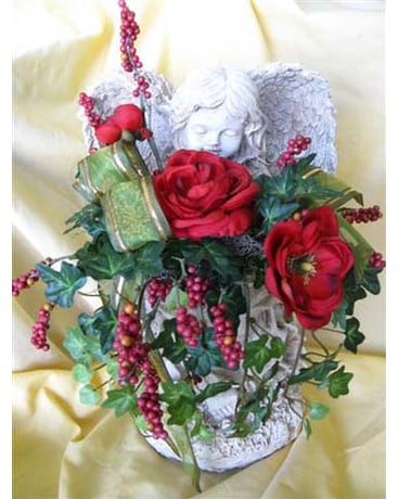 Garden Angel Statues with Silk Fowers