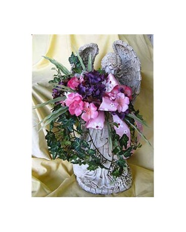 Garden Angel Statues with Silk Fowers