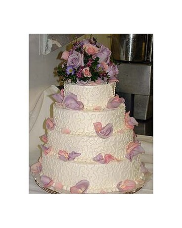 Cake Decorated With Pink & Lavender Roses