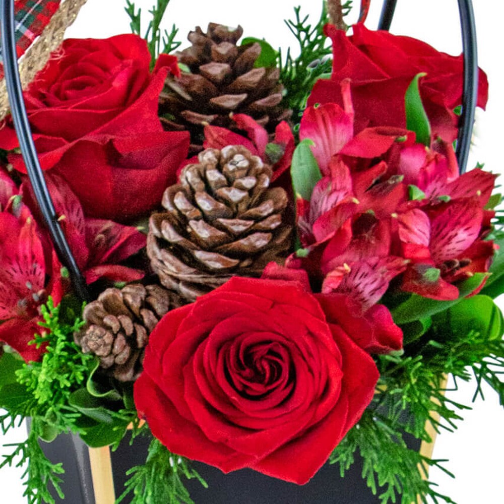 Piney Rose Holiday Tote in Fairborn OH - Hollon Flowers