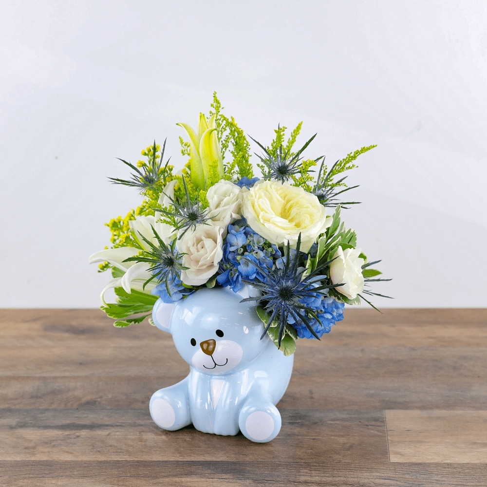 Blue flower shops bear