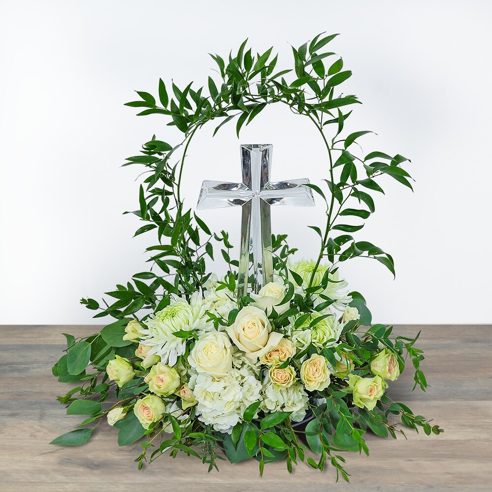 Shelter My Love with Crystal Cross Keepsake in Abington MA