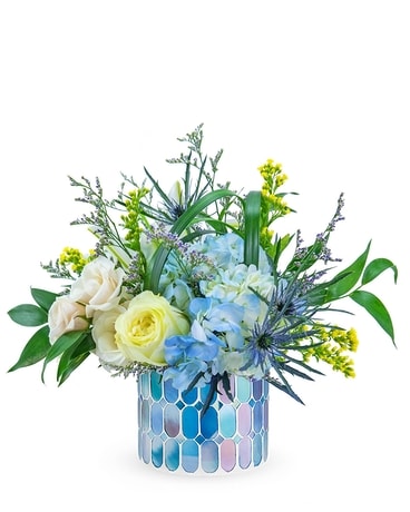 Wild Blue Mosaic Flower Arrangement