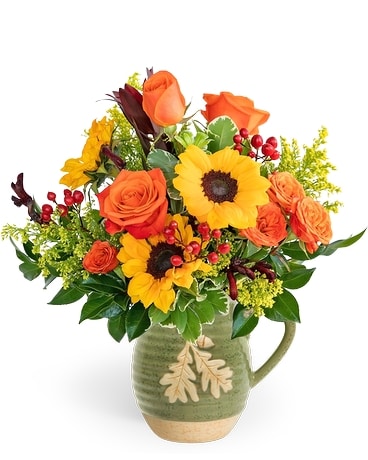 Tuscan Sunshine Pitcher Flower Arrangement