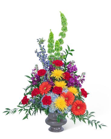 Vibrant Urn Funeral Arrangement