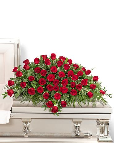 50 Red Roses Casket Spray Funeral Casket Spray Flowers