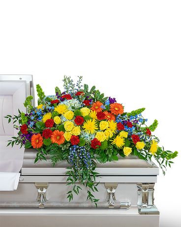 Fishing themed casket spray  Casket flowers, Funeral flower