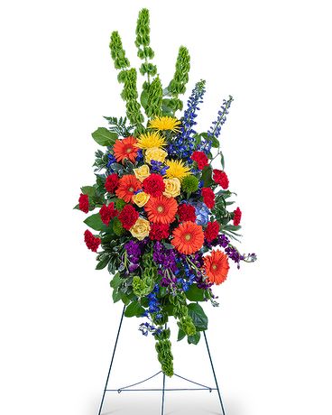 Vibrant Life Standing Spray Funeral Arrangement