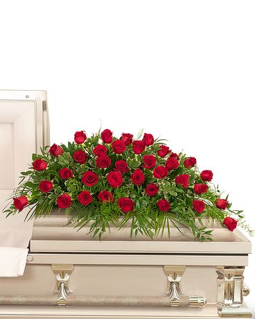 36 Red Roses Casket Spray Funeral Casket Spray Flowers