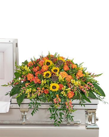 Sunset Reflections Casket Spray Funeral Casket Spray Flowers