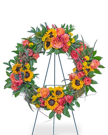 Sunset Reflections Wreath Funeral Arrangement