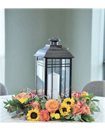 Sunset Lantern Flower Arrangement