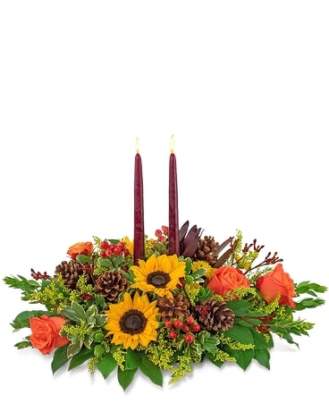 Autumnal Abundance Centerpiece Flower Arrangement