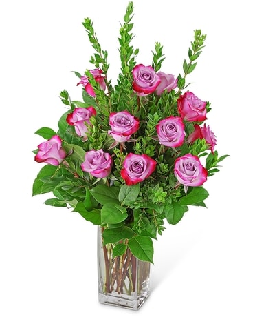 Vibrant Lavender Roses (12) Flower Arrangement