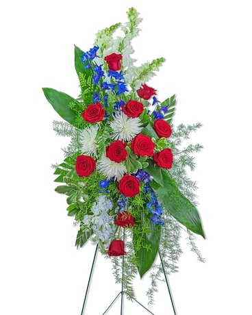 Valiant Honor Standing Spray Funeral Arrangement