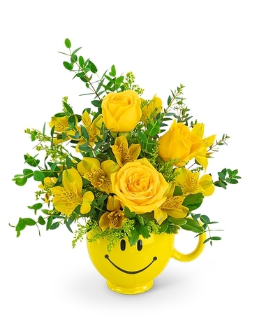 Send a Smile Mug Flower Arrangement