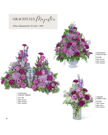 Gracefully Majestic 3-Piece Memorial Set Flower Arrangement