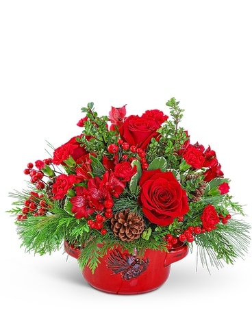 Festive Stoneware Centerpiece Flower Arrangement