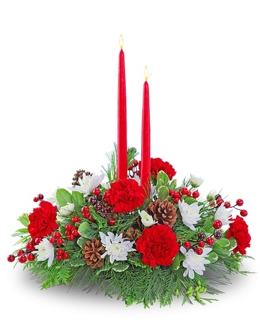 Holly Jolly Centerpiece Flower Arrangement