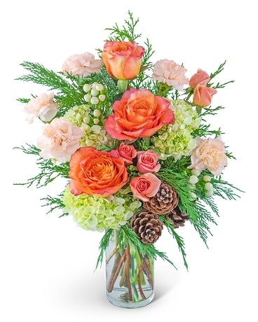 Frosted Peach Glow Flower Arrangement