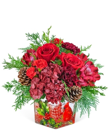 Red Velvet Cardinal Flower Arrangement