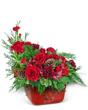 Ruby Rose Cardinal Stoneware Keepsake Flower Arrangement