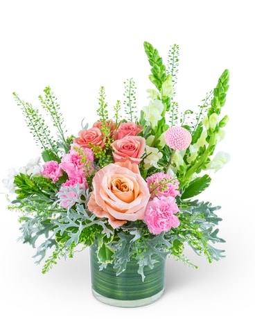 Rosy Coral Romance Flower Arrangement