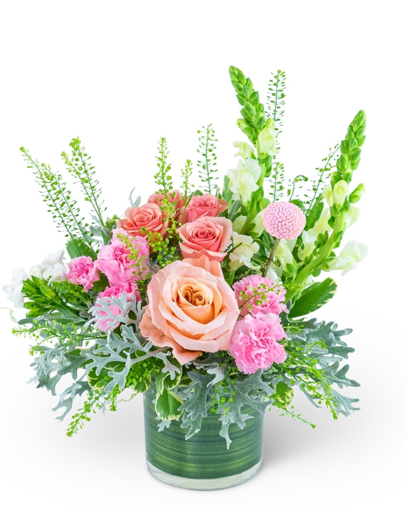 Rosy Coral Romance in Dansville NY - Dogwood Floral Company